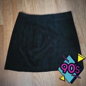 Blugirl Blumarine Mini Skirt Vintage 90s Black Suede Leather Italian Designer 40